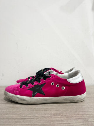 Golden Goose Superstar Low Top Comfort Sneakers Fuxia Velvet Black Star EU 39