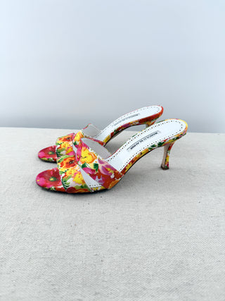 Manolo Blahnik iacopo floral print slide sandals, 40