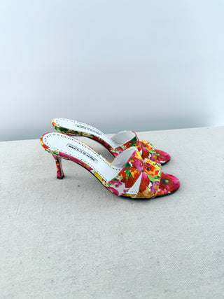 Manolo Blahnik iacopo floral print slide sandals, 40