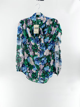 Balenciaga floral blouse with pussy bow, 36 FR / 4 US