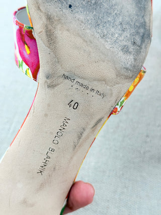 Manolo Blahnik iacopo floral print slide sandals, 40