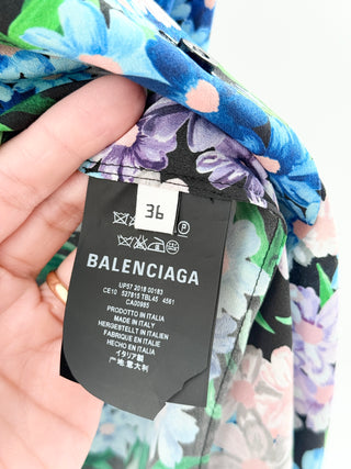Balenciaga floral blouse with pussy bow, 36 FR / 4 US