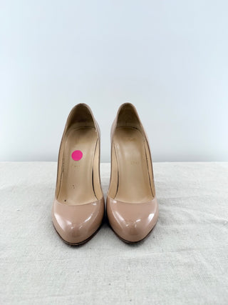Christian Louboutin Fifille 100 Patent Leather Stilettos Pumps Beige Womens 38
