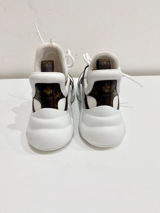 Louis Vuitton LV Monogram Leather Archlight Sneaker Shoes White Women's Size 39