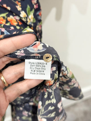 Johny Was 100% silk floral midi dress, L