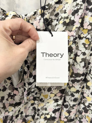 Theory floral mini dress drawstring, L