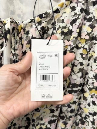 Theory floral mini dress drawstring, L