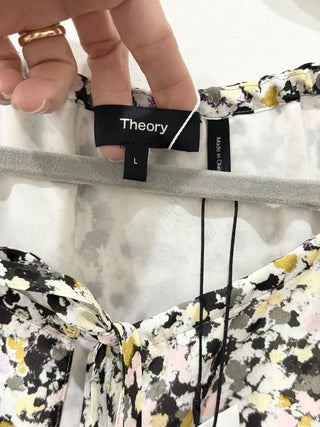 Theory floral mini dress drawstring, L