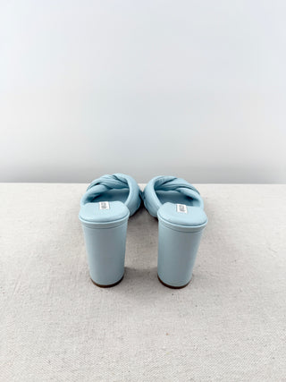 Aquazzura leather block heel olie knotted slide sandals, 40