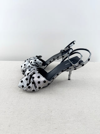 Balenciaga polka dot lame bow knife heel sandals, 39.5