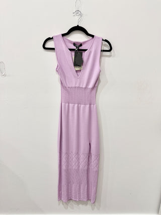 Hera Collection Purple Sleeveless Dress with crocheted midsection, Large