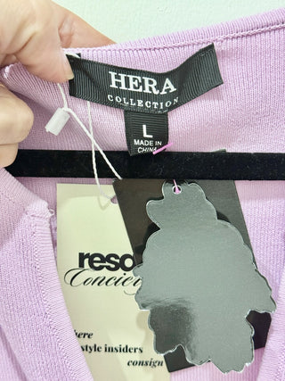 Hera Collection Purple Sleeveless Dress with crocheted midsection, Large