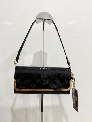 Louis Vuitton Gold and Black Patent Leather Clutch Bag