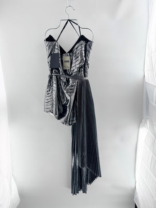 Retrofete kenzie mini dress with removable pleated sarong, L