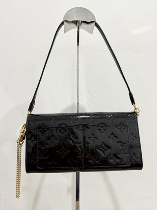 Louis Vuitton Gold and Black Patent Leather Clutch Bag