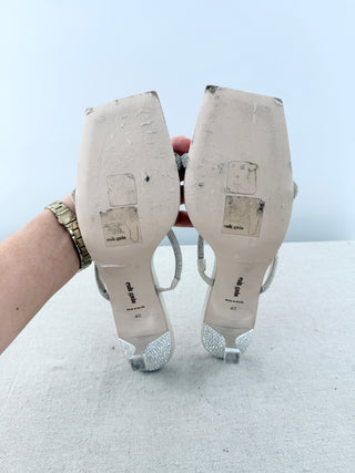 Cult Gaia nami leather and crystal embellished slide sandals, 40