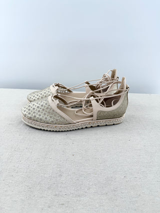 Stuart Weitzman sparkly mesh espadrilles, 8