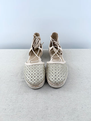 Stuart Weitzman sparkly mesh espadrilles, 8