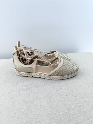 Stuart Weitzman sparkly mesh espadrilles, 8