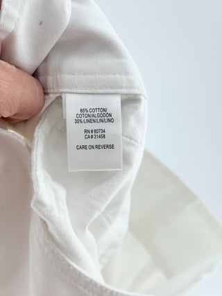 BCBG Max azria White High-Rise Linen-Blend Pants, 4