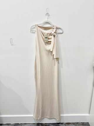 Commense Beloved Knotted Jersey Sleeveless Maxi Dress Apricot Women's Size Small