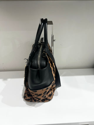 Roberto Cavalli leather trim ponyhair top handle large bag