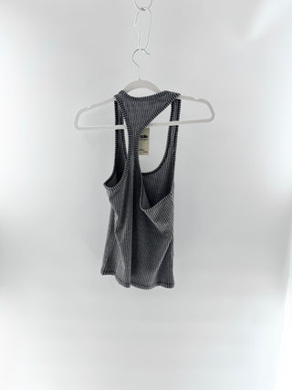 Anine Bing Grey Pinstripe Ribbed Sleeveless Top, S
