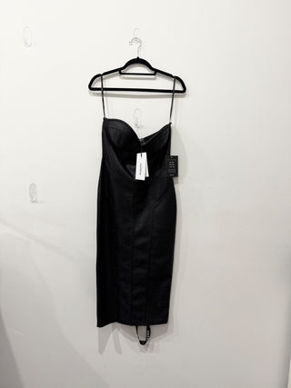 Retrofete charlize knit strapless dress midi coated, L