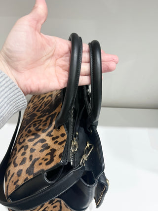 Roberto Cavalli leather trim ponyhair top handle large bag