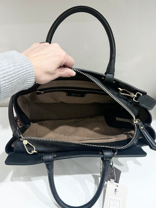 Roberto Cavalli leather trim ponyhair top handle large bag