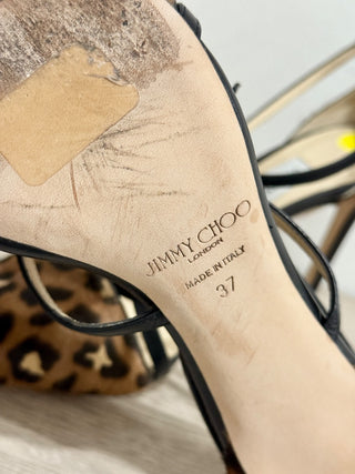 Jimmy Choo Tiff 85 Leopard Pony Hair Stilettos Heel Pumps Brown Women's EU 37