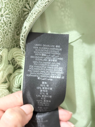 Burberry Prorsum Lace Trim Long Sleeve A-Line Midi Dress Green Women's Size 40/M
