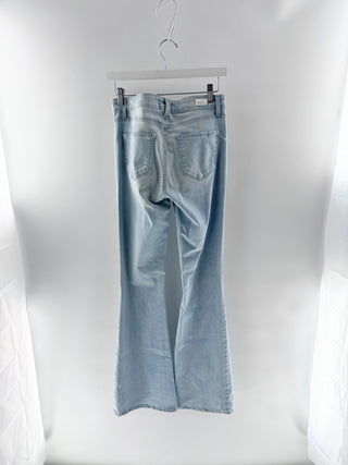 Paige Light Wash Flared Stacked Denim Pants, 28