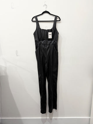 Alice & Olivia faux leather sleeveless jumpsuit, 12