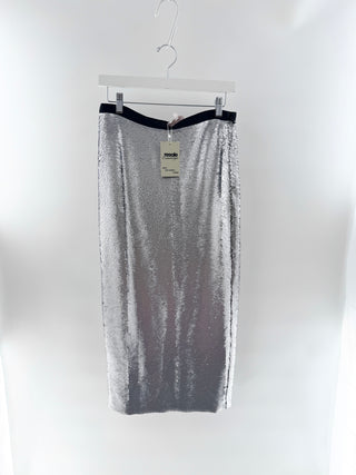 Cinq a sept Silver Sequined Maxi Skirt, M
