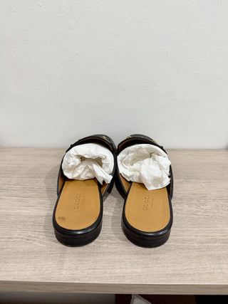 Gucci leather horse bit mules, 38.5