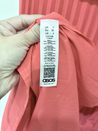 NWT ASOS DESIGN Flutter Sleeve Pleated Textured Chiffon Maxi Dress Red Womens 0