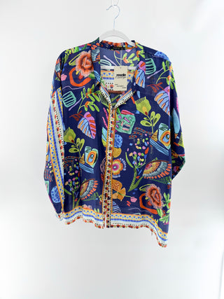 Johnny Was button down silk blouse, XXL