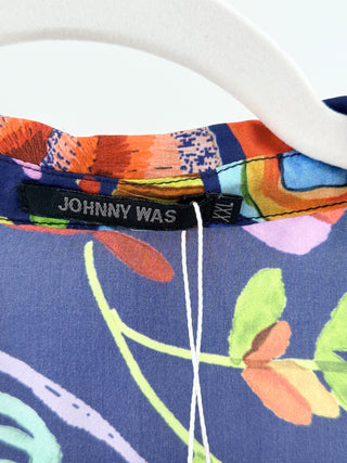 Johnny Was button down silk blouse, XXL