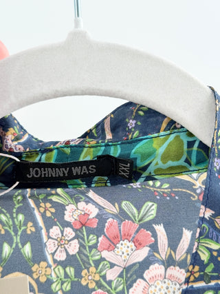 Johnny Was silk floral tunic top, XXL
