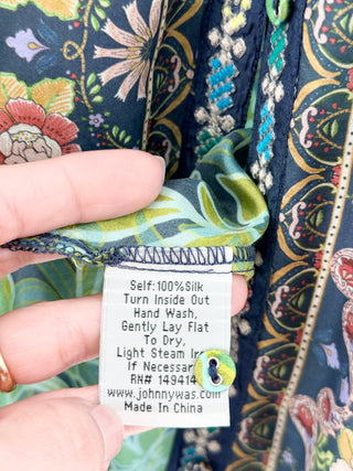 Johnny Was silk floral tunic top, XXL