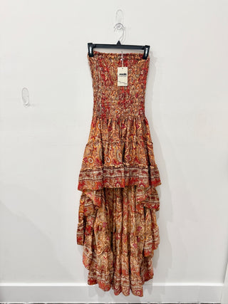 n.a. smocked strapless high low dress paisley, XS
