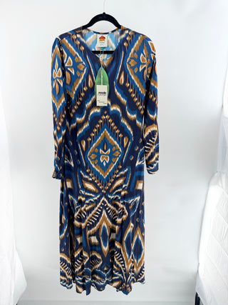 Farm Rio pineapple ikat blue dress, M