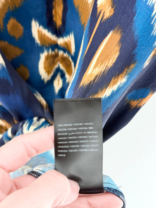 Farm Rio pineapple ikat blue dress, M