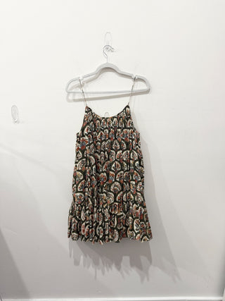 Rhode Resort Nala Mushroom Print Sleeveless Mini Swing Dress Green Cream Women L