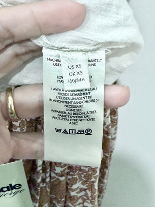 Free People Ultraviolet Floral Puff Sleeve Smocked Maxi Sundress Orange Women XS