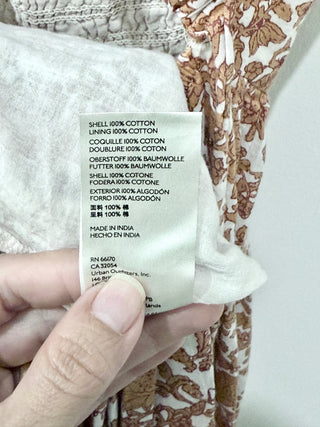 Free People Ultraviolet Floral Puff Sleeve Smocked Maxi Sundress Orange Women XS