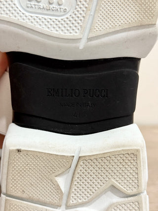 Emilio Pucci City Up Ruffle Suede/Nylon Running Sneaker White/Cream Women's 41