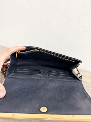 Louis Vuitton Gold and Black Patent Leather Clutch Bag