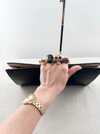 Alexander McQueen crocodile embossed large clutch  with knuckle duster handle